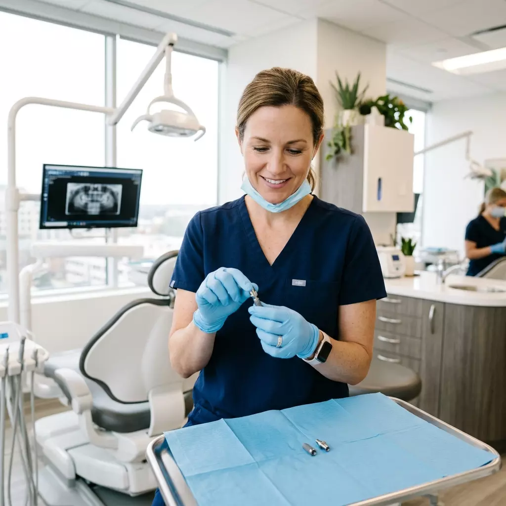 Doctor con implante dental en Centre Dental ABAC Terrassa
